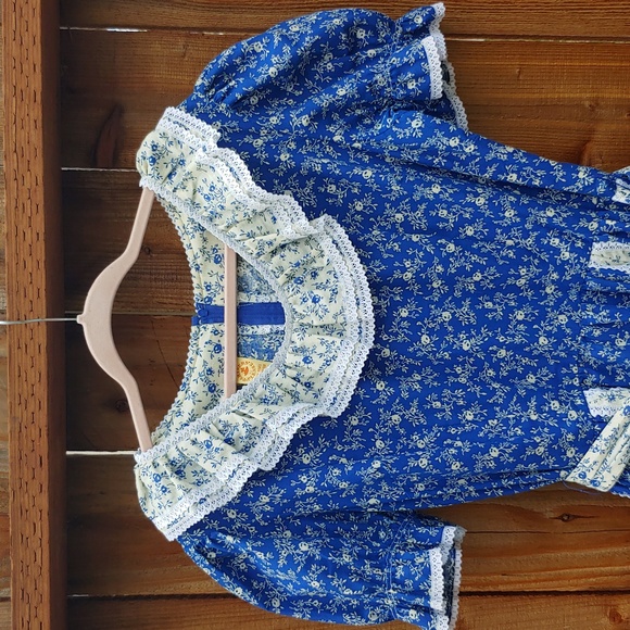 Vtg Like New Partners Please Blue Floral Dress w/ Matching Scarf Size XL/XXL - Picture 2 of 9